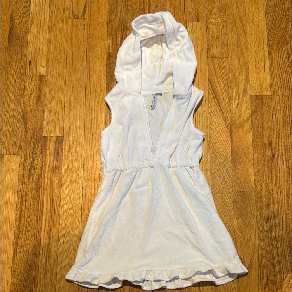 Janie And Jack White Hooded Terry Cloth Sleeveless Dress And Front Zipper Size 5